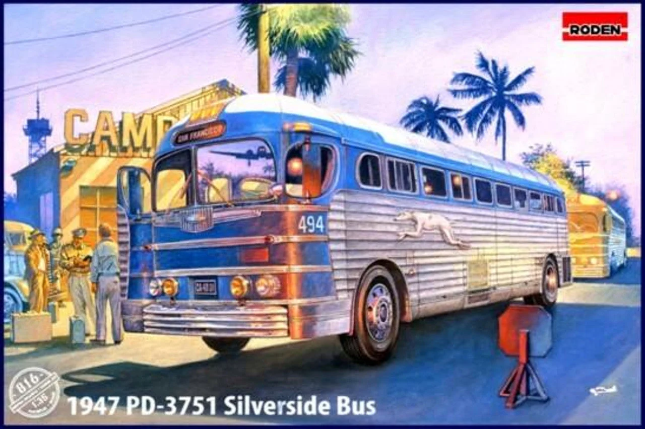 Roden 1/35 Roden 1947 GMC PD3751 Silverside Greyhound Bus