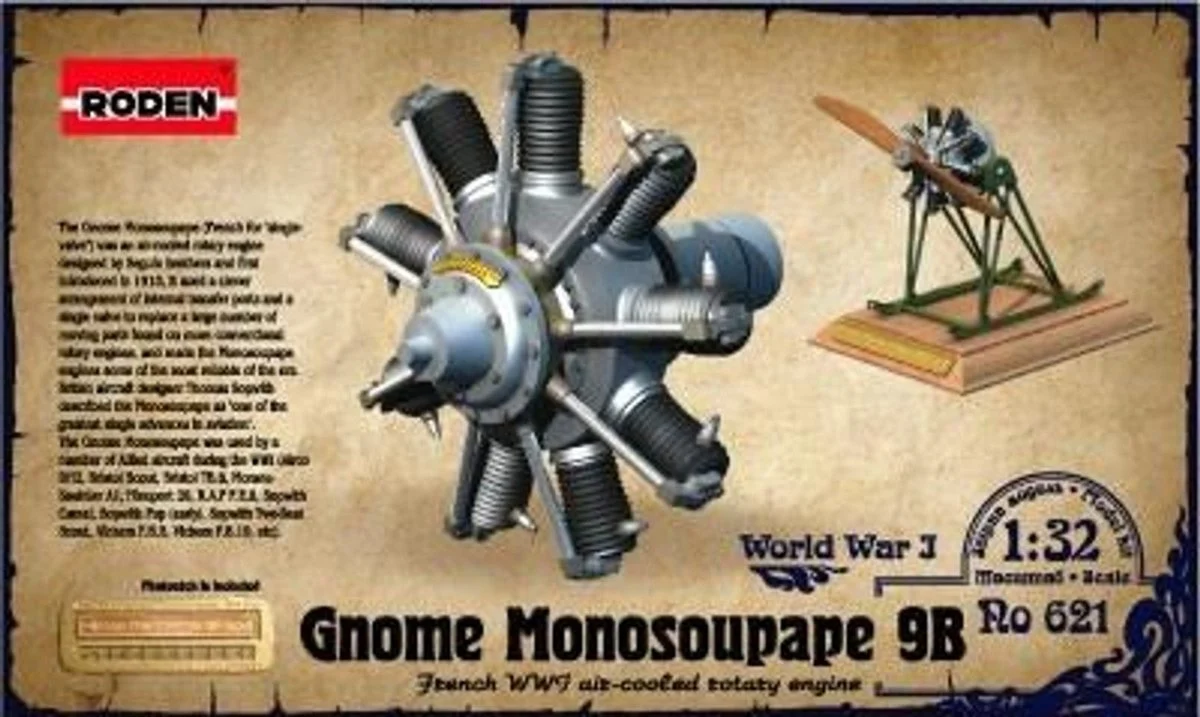 Roden 1/32 Roden Gnome Monosoupape 9B WWI Air-Cooled Rotary Aircraft Engine