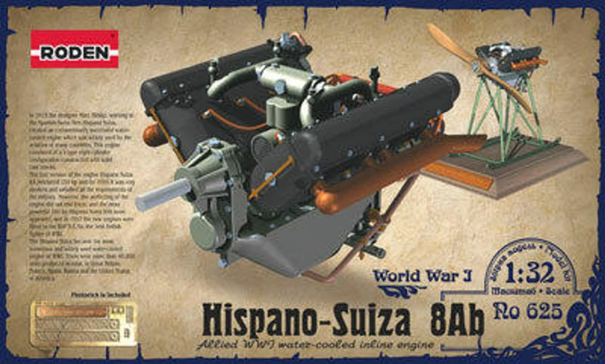 Roden 1/32 Roden Hispano Suiza 8Ab Engine