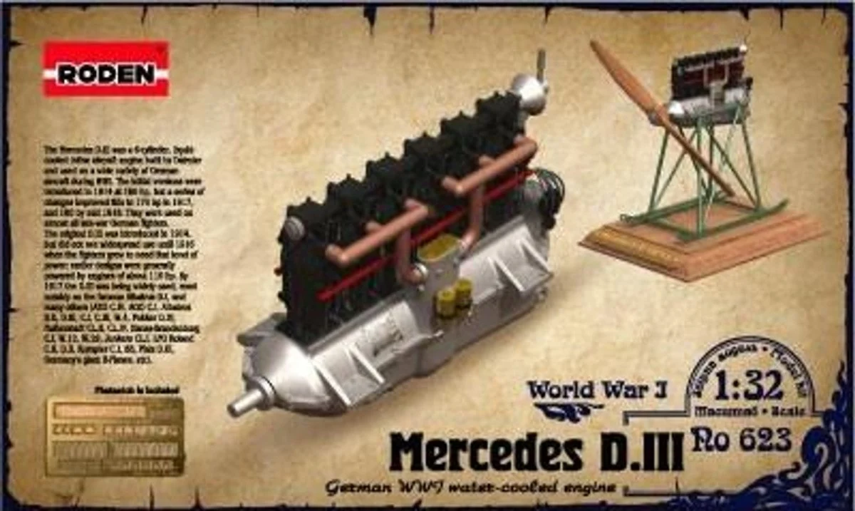 Roden 1/32 Roden Mercedes D III WWI Water-Cooled Aircraft Engine