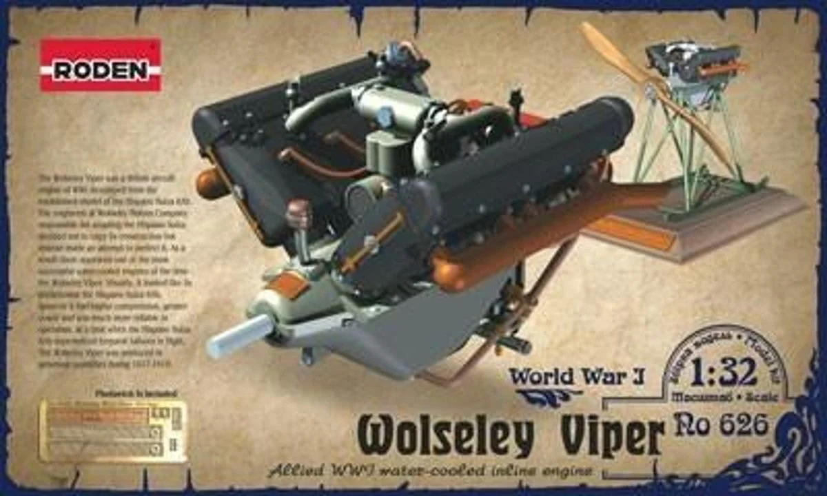 Roden 1/32 Roden Wolseley W4A Viper WWI V-Figurative Water-Cooled Aircraft Engine