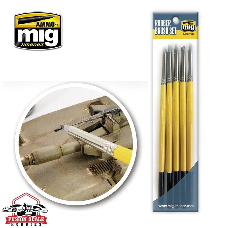 Ammo Mig Jimenez Rubber Paint Brush Set of 5 Brushes AMIG7606