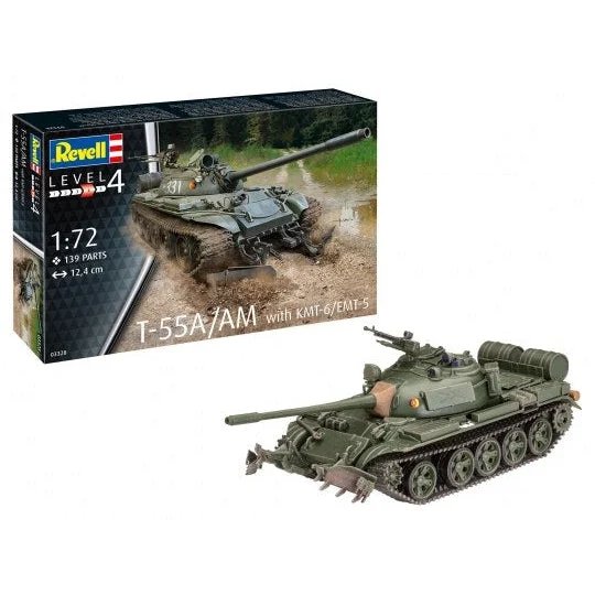 Revell 1/72 T55A/AM Main Battle Tank w/KMT6/EMT5 Mine Plow - Revell Germany