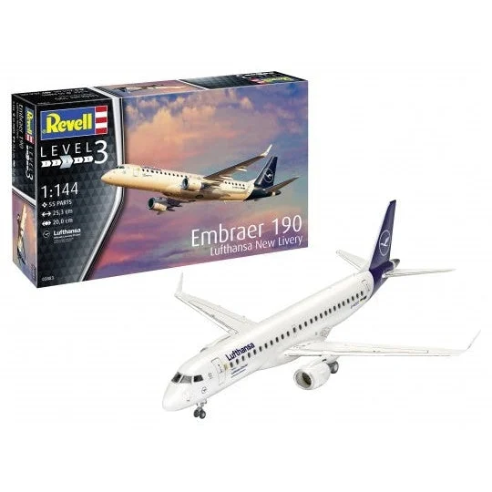 Revell 1/144 Embraer 190 Lufthansa Passenger Airliner - Revell Germany