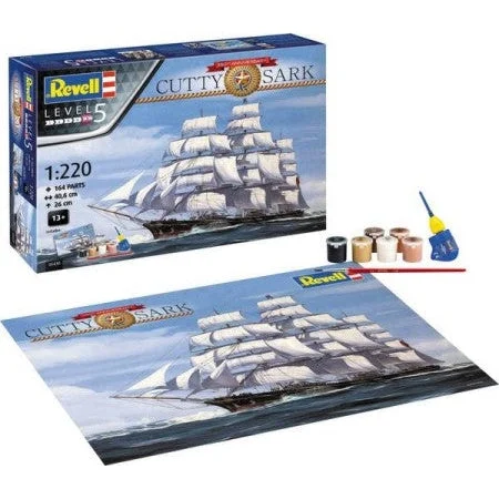 Revell 1/220 Cutty Sark Sailing Ship 150th Anniversary (includes poster) w/paint & glue - Revell Germany