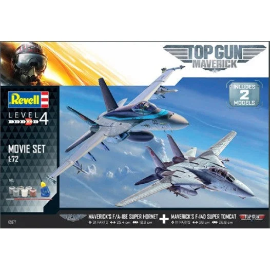 Revell 1/72 Top Gun Maverick's Set: F/A18E Super Hornet & F14D Super Tomcat Aircraft w/paint & glue - Revell Germany