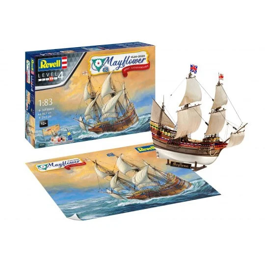 Revell 1/83 Mayflower Sailing Ship 400th Anniversary (includes poster) w/paint & glue - Revell Germany