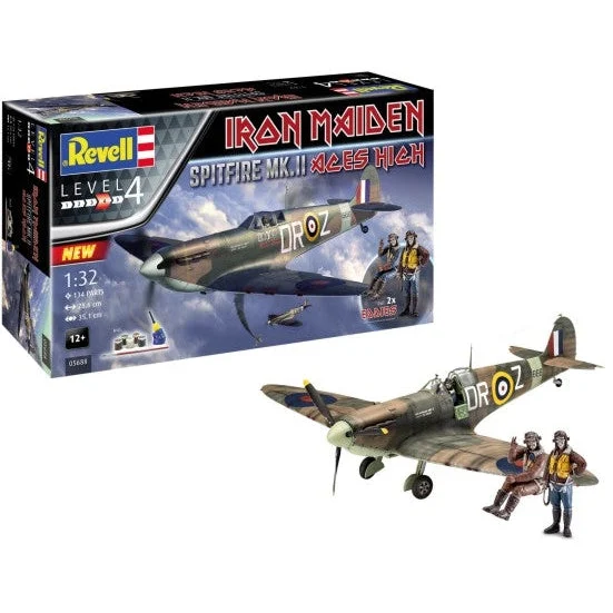 Revell 1/32 Spitfire Mk II Aces High Iron Maiden Fighter & 2 Pilot Figures w/paint & glue - Revell Germany