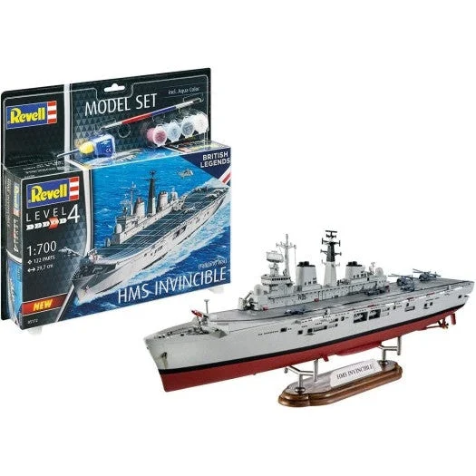 Revell 1/700 HMS Invincible Aircraft Carrier Falklands War w/paint & glue - Revell Germany