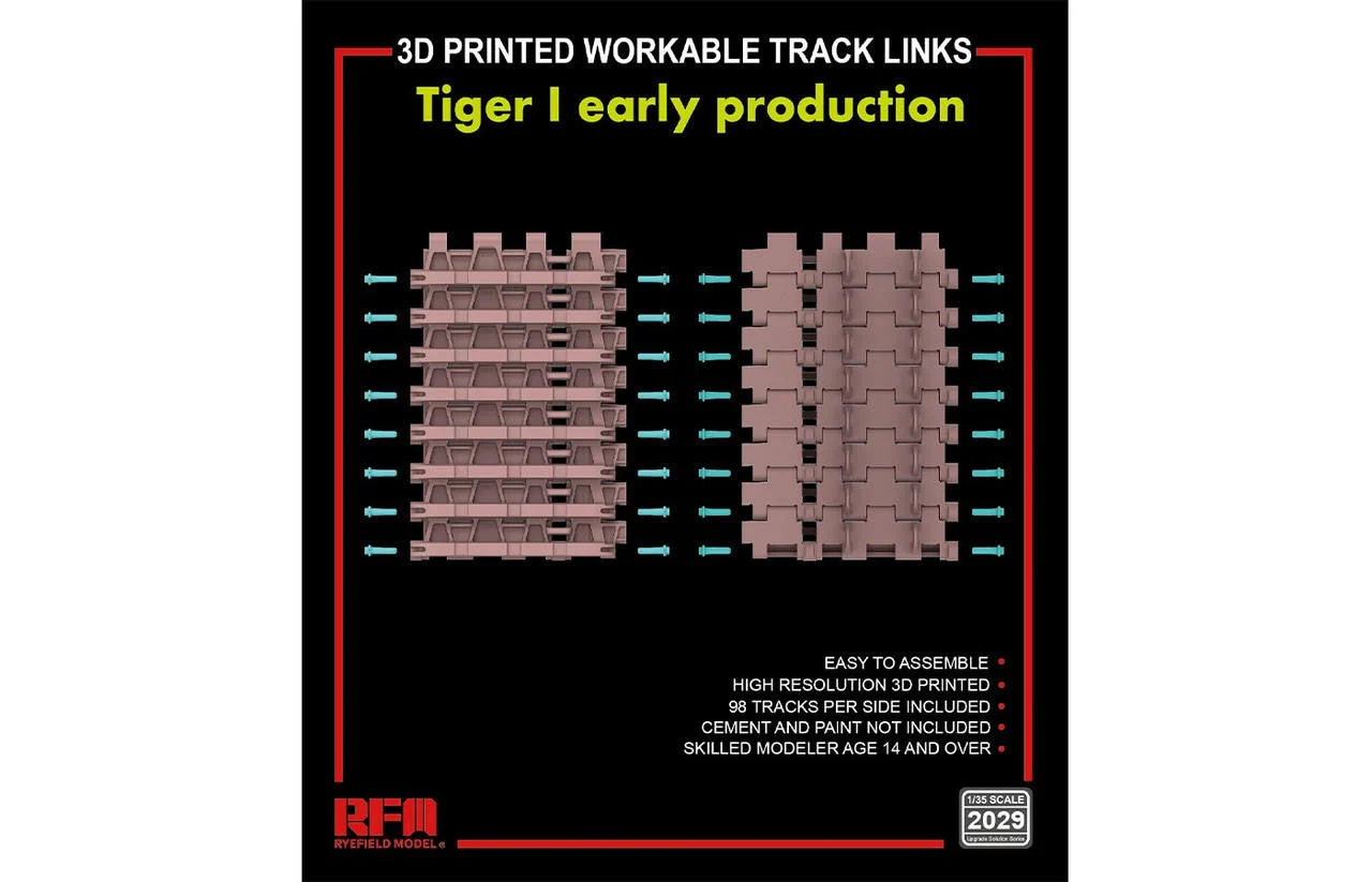 Ryefield 1/35 Ryefield Model 3D printed Workable track links for Tiger I early