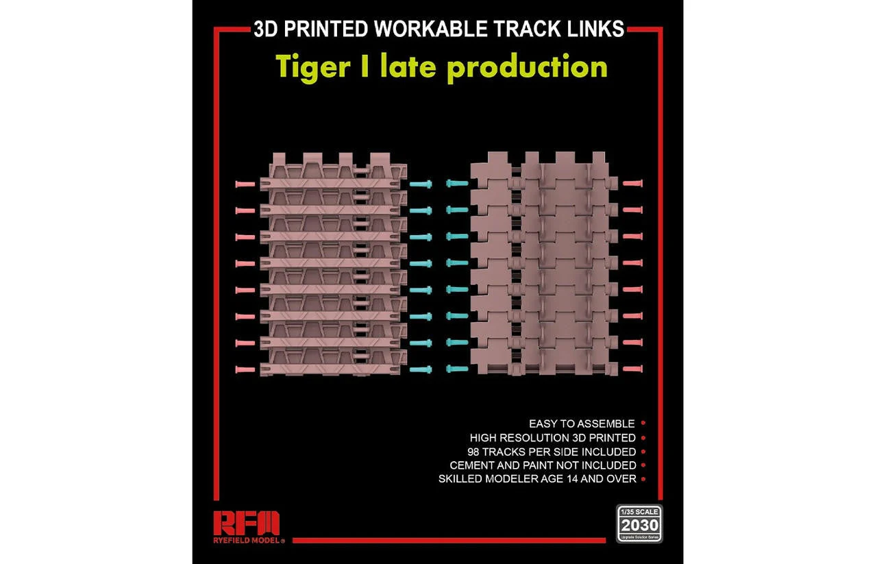 Ryefield 1/35 Ryefield Model 3D printed Workable track links for Tiger I late production
