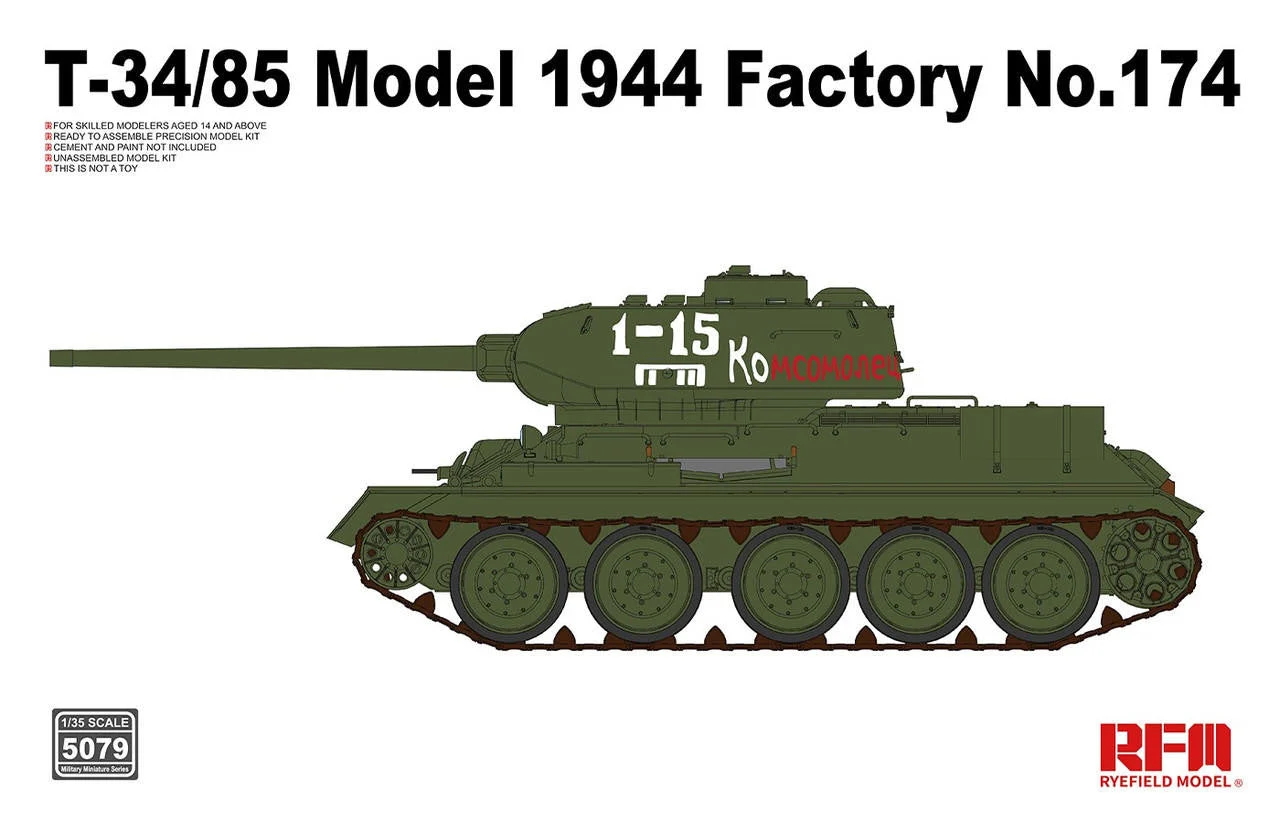 Ryefield 1/35 Ryefield T-34/85 Model 1944 Factory No.174