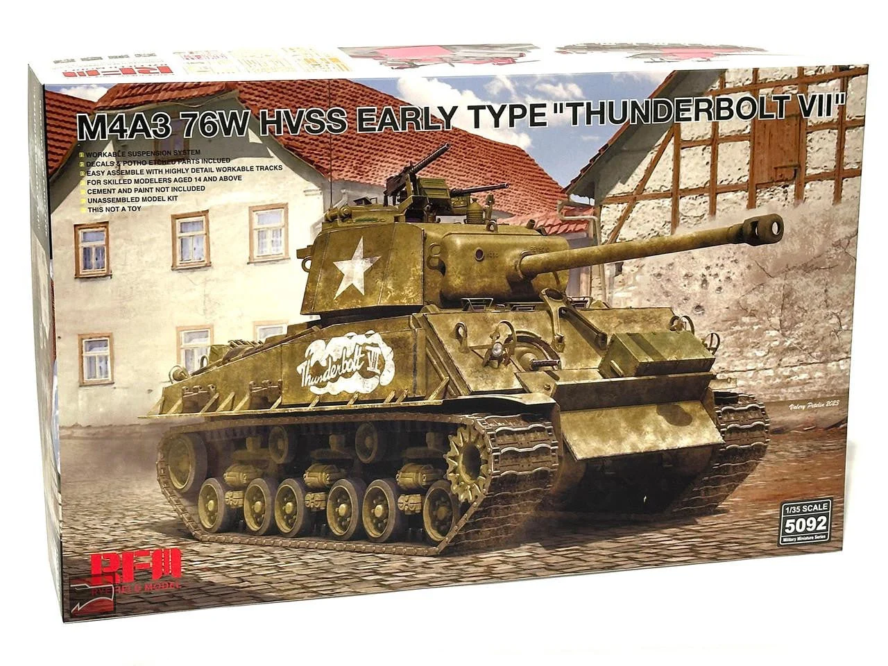 Ryefield 1/35 Ryefield M4A3 76W HVSS Sherman Thunderbolt VII Plastic Model Kit