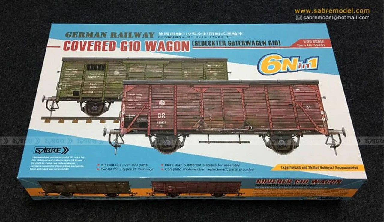 Sabre Model 1/35 Sabre Model German Railway COVERED G10 WAGON (6N in 1)