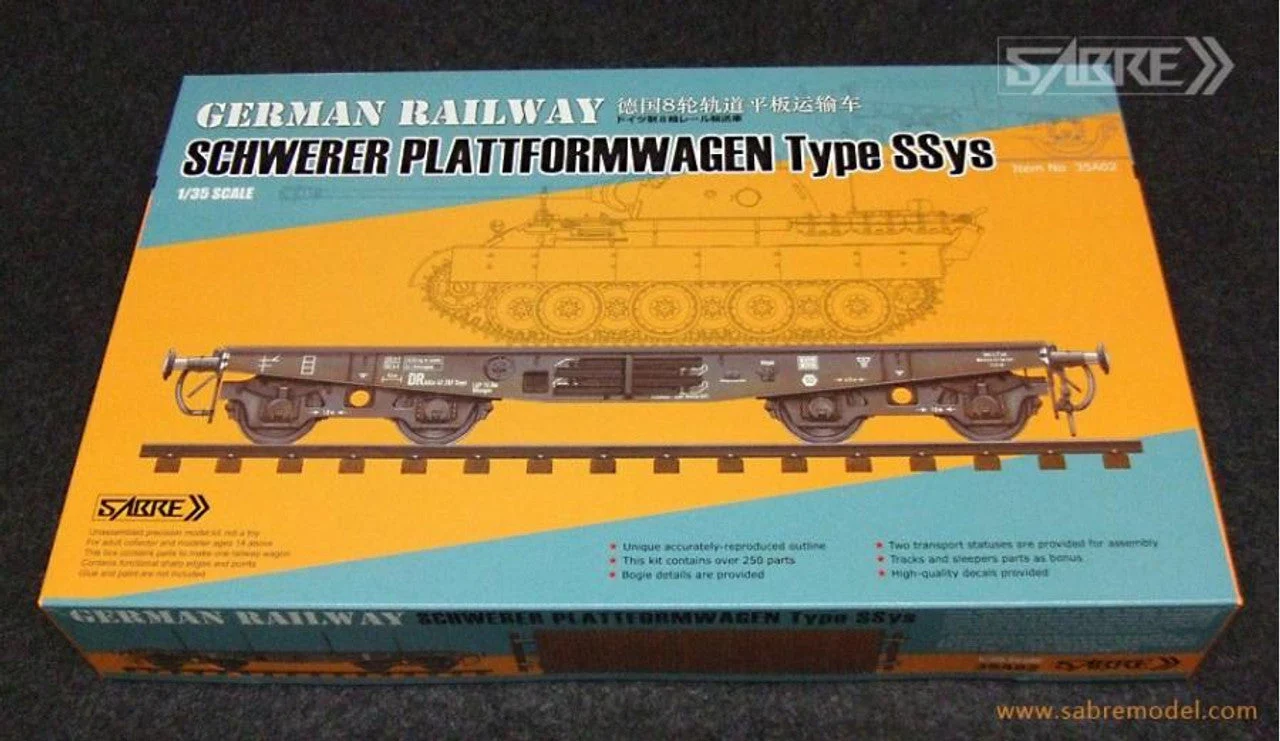 Sabre Model 1/35 Sabre Model German Railway SCHWERER PLATTFORMWAGEN Typ Ssys