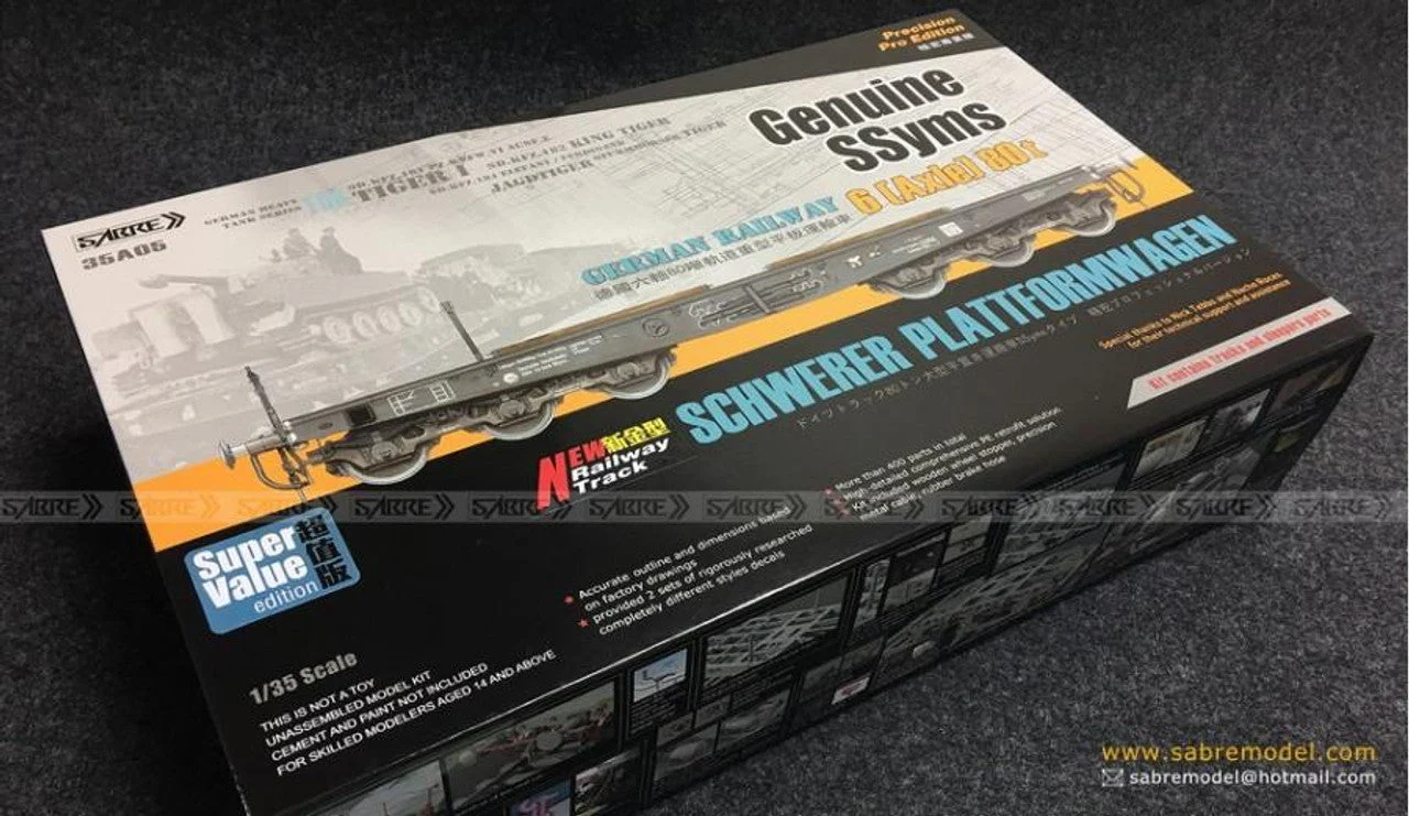 Sabre Model 1/35 Sabre Model Genuine SSyms German Railroad SCHWERER PLATTFORMWAGEN