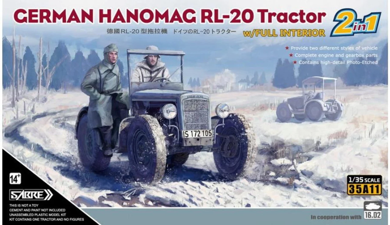 Sabre Model 1/35 Sabre Model GERMAN HANOMAG RL 20 TRACTOR 2 in 1 (Full Interior Edition)