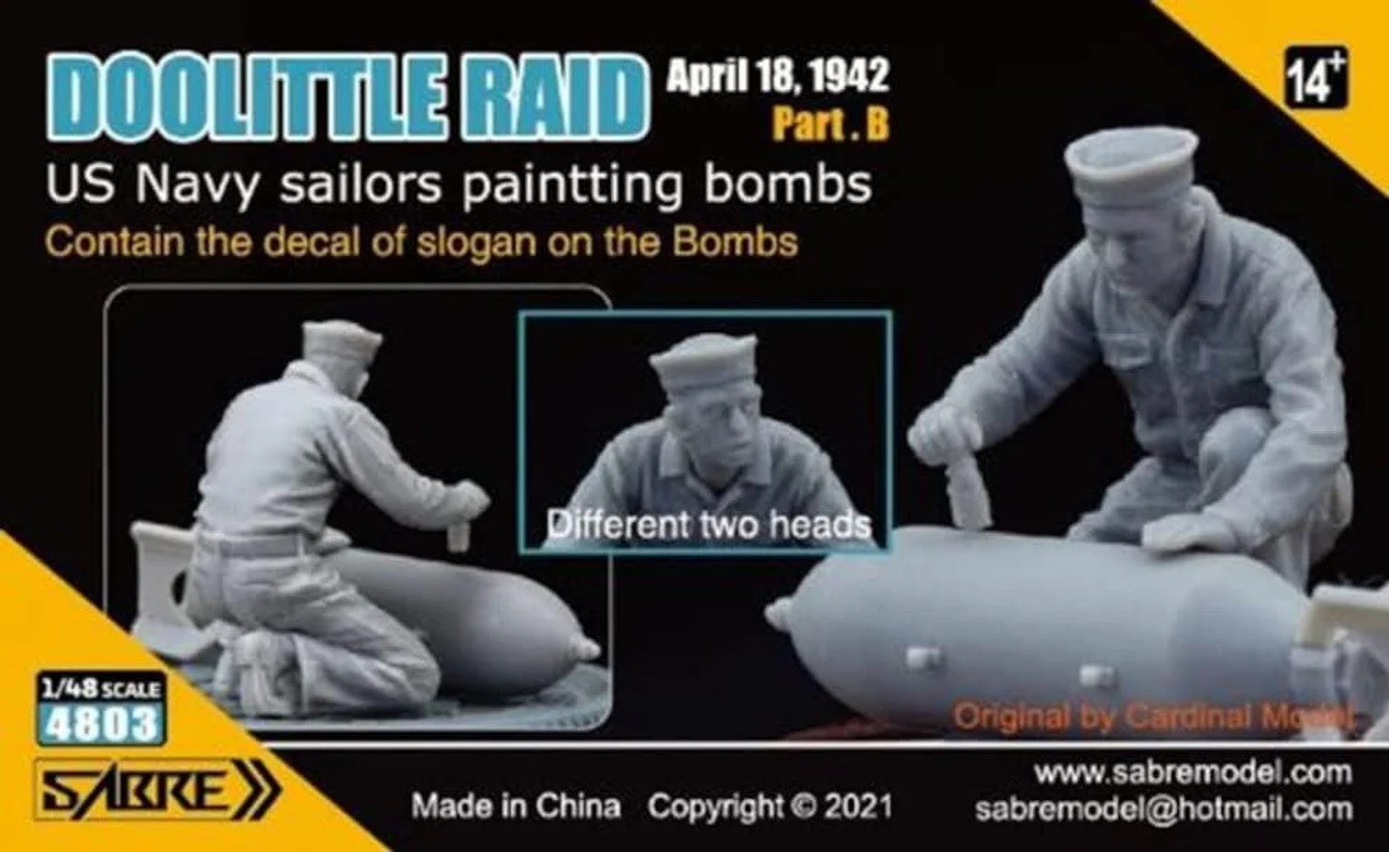 Sabre Model 1/48 Model DOOLITTLE RAID Part.B US Navy sailors paintting bombs