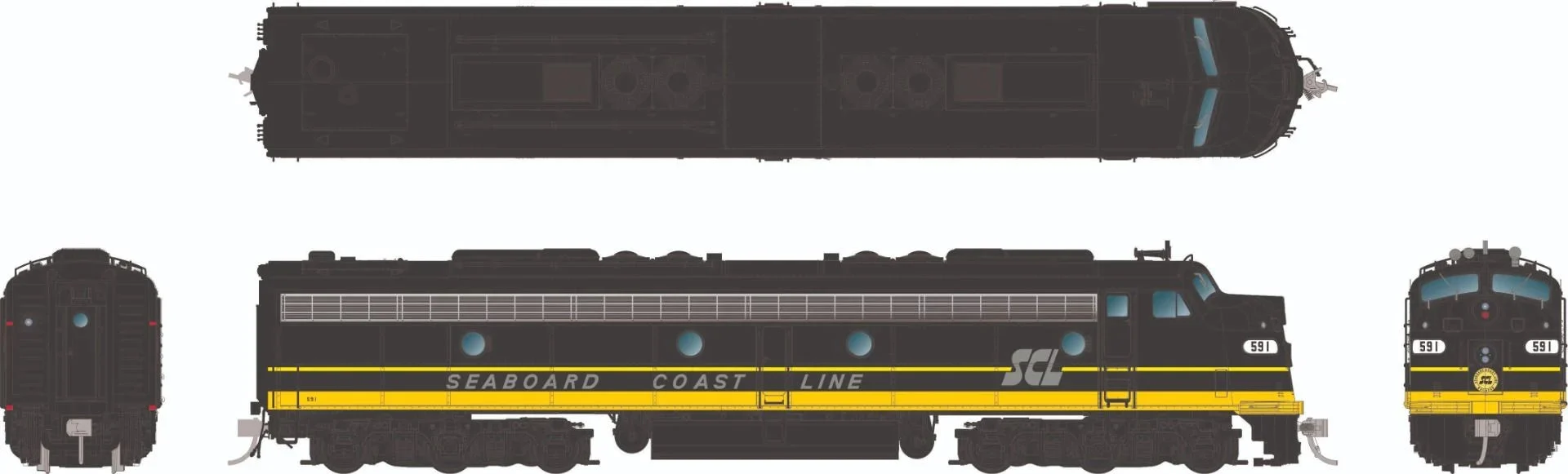 Rapido HO Scale Seaboard Coast Line #591 EMD E8A DCC/Sound - RAP28594