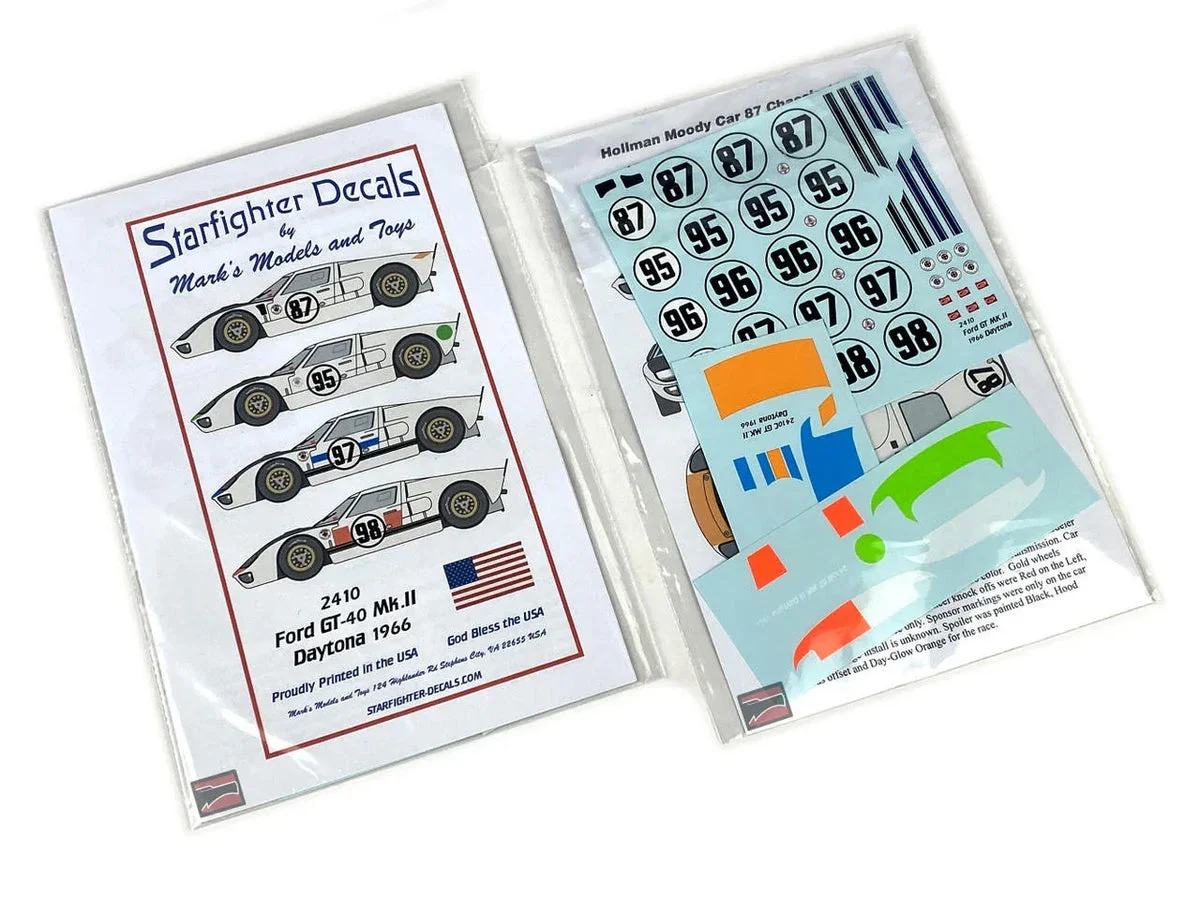1/24 Starfighter Decals - Ford GT Mk. II 1966 Daytona Enteries