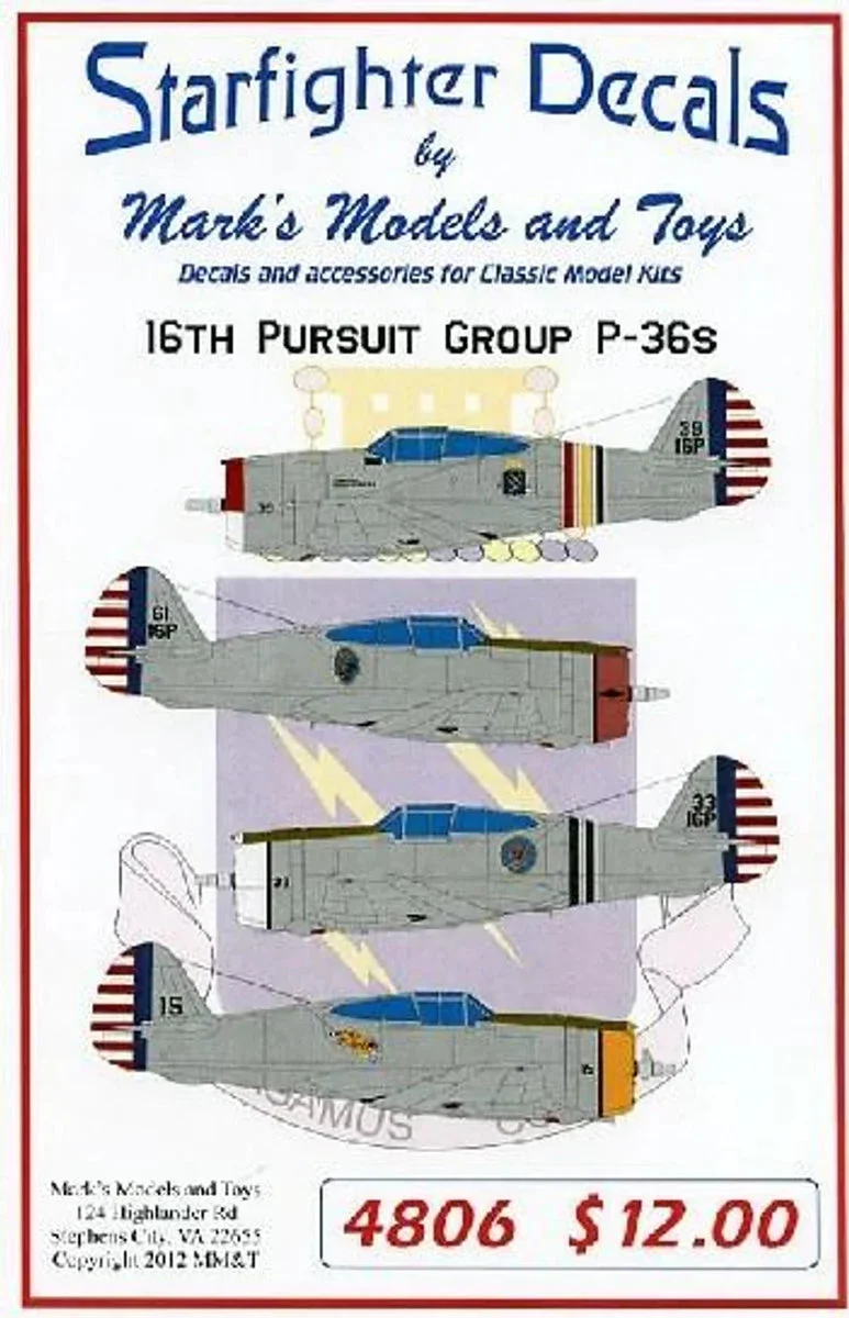 1/48 Starfighter Decals - P36s 16th Pursuit Group