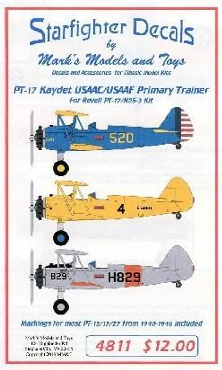 1/48 Starfighter Decals - PT-17 Kaydet USAAC/USAAF Primary Trainer