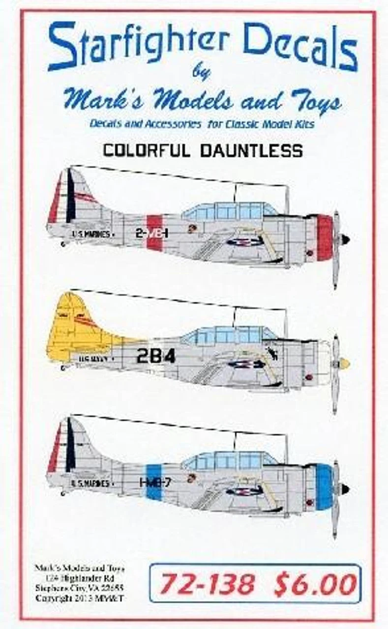 Starfighter Decals 1/72 Starfighter Decals - Colorful Dauntless