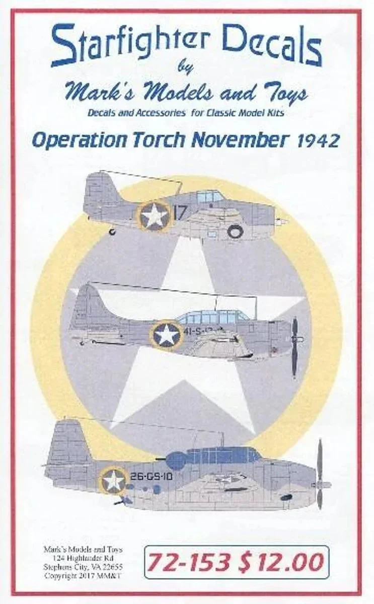 1/72 Starfighter Decals - Operation Torch Carrier Aircraft Nov 1942