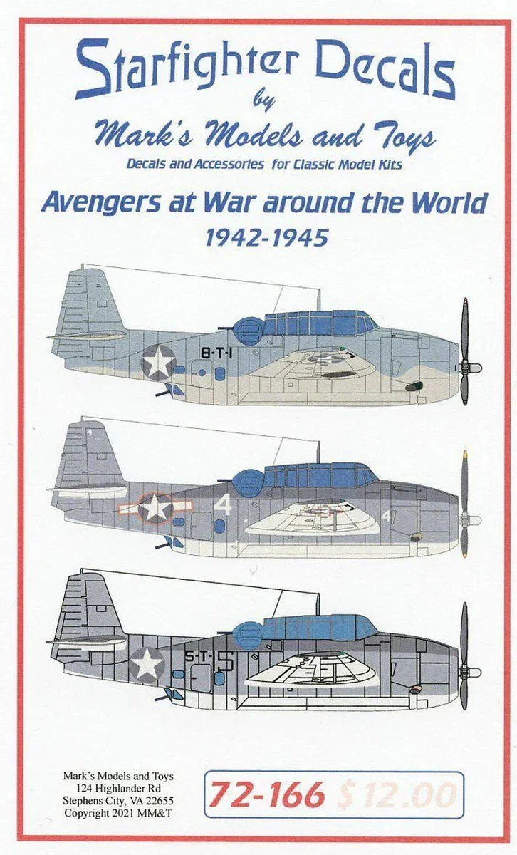 1/72 Starfighter Decals - Avengers at War Around the World 1942-1945