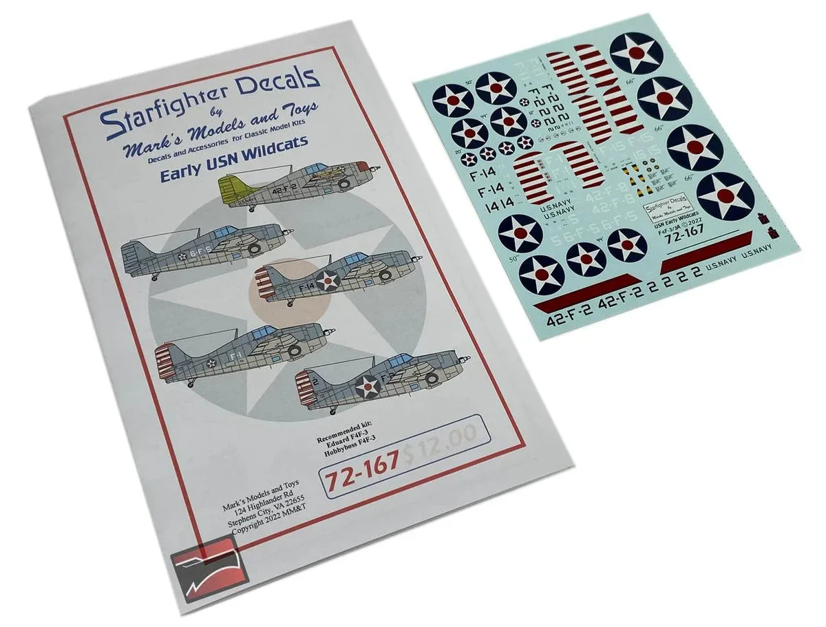 1/72 Starfighter Decals - Early USN Wildcats