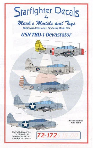 1/72 Starfighter Decals USN TBD-1 Devastators