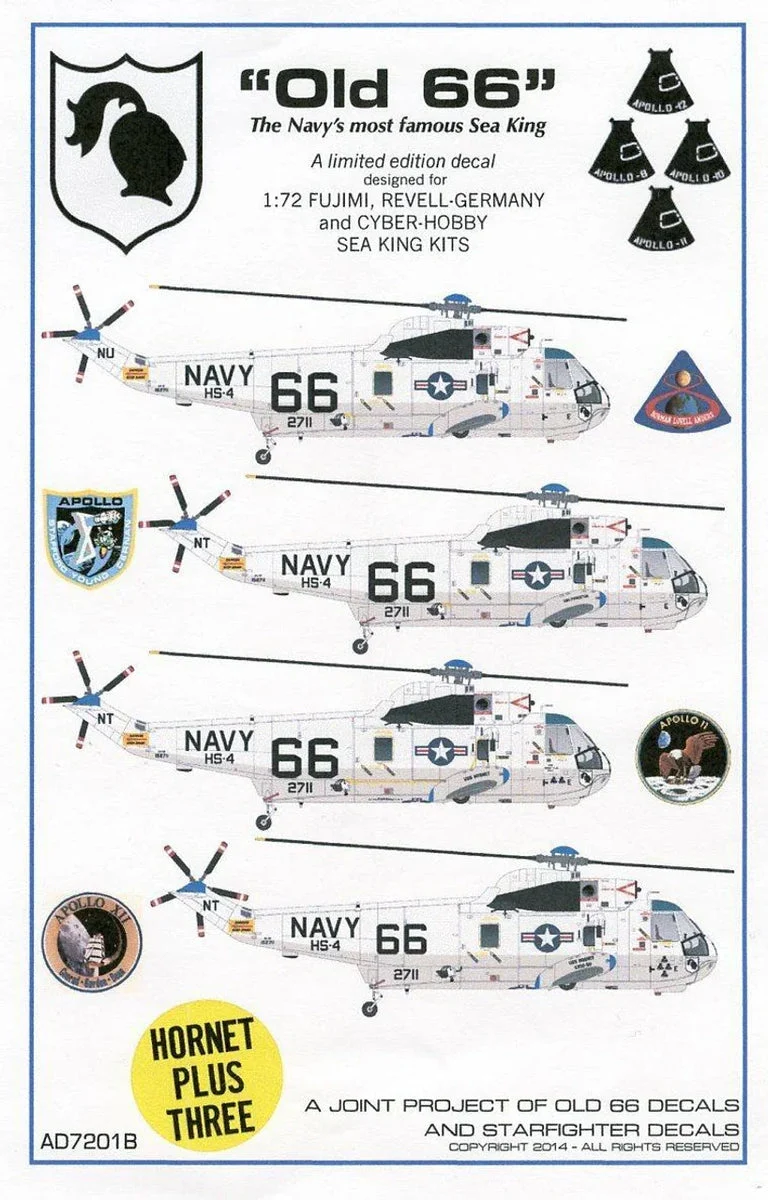 1/72 Starfighter Decals Old 66 SH-3D Apollo Missions 8 thru 12
