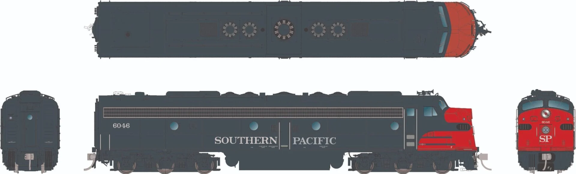 Rapido HO ScaleSouthern Pacific - Bloody Nose Scheme #6050 EMD E8A DCC/Sound - RAP28598