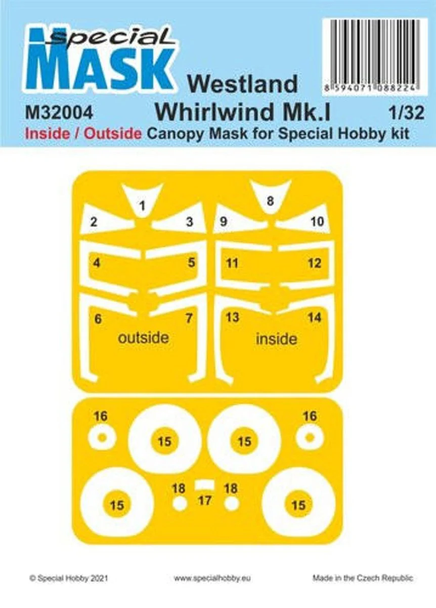 Special Hobby 1/32 Special Hobby Westland Whirlwind Mk.I Inside/Outside MASK Paint Mask