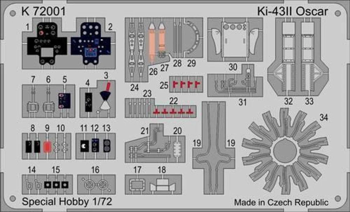 Special Hobby 1/72 Special Hobby Ki-43 II Oscar Photo Etch Detail Set