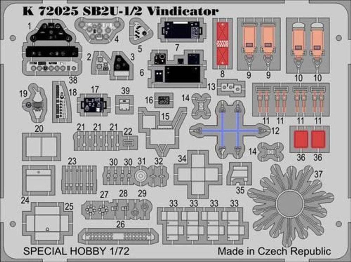 Special Hobby 1/72 Special Hobby SB2U-1/-2 Vindicator Photo Etch Detail Set