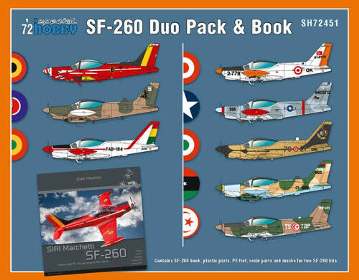 Special Hobby 1/72 Special Hobby SIAI-Marchetti SF-260 Duo Pack & Book Plastic Model Kit