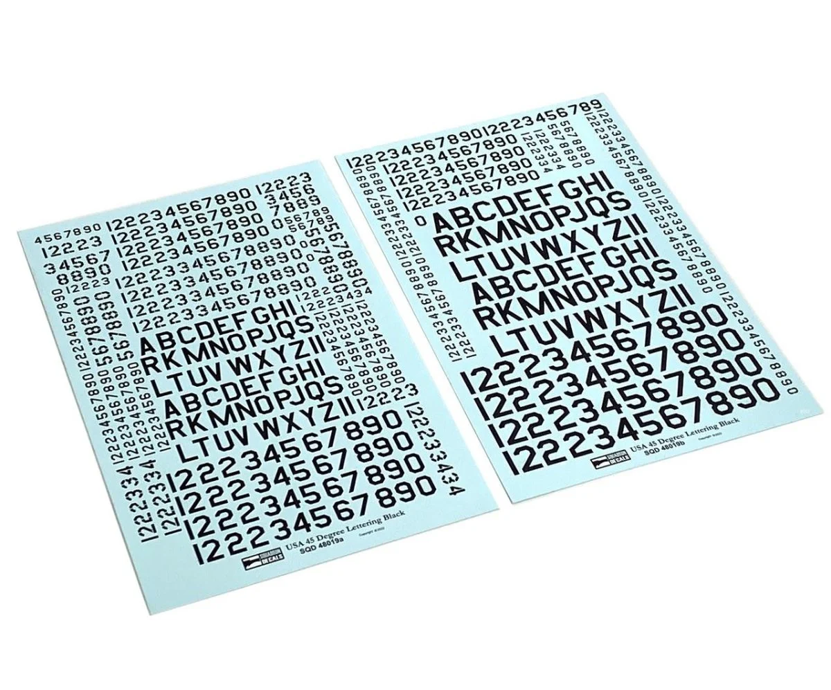 Squadron 1/48 Squadron Decals - USA 45 Degree Black Lettering Set
