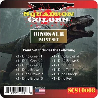 Squadron Colors Dinosaur Acrylic Airbrush Paint Set (12 Colors) - Squadron Scale Colors