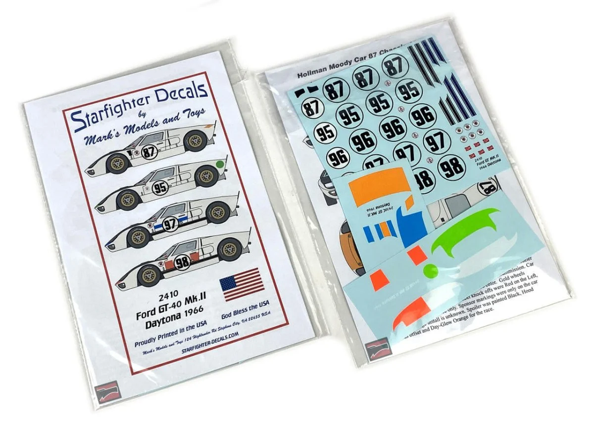 Starfighter Decals 1/24 Starfighter Decals - Ford GT Mk. II 1966 Daytona Enteries