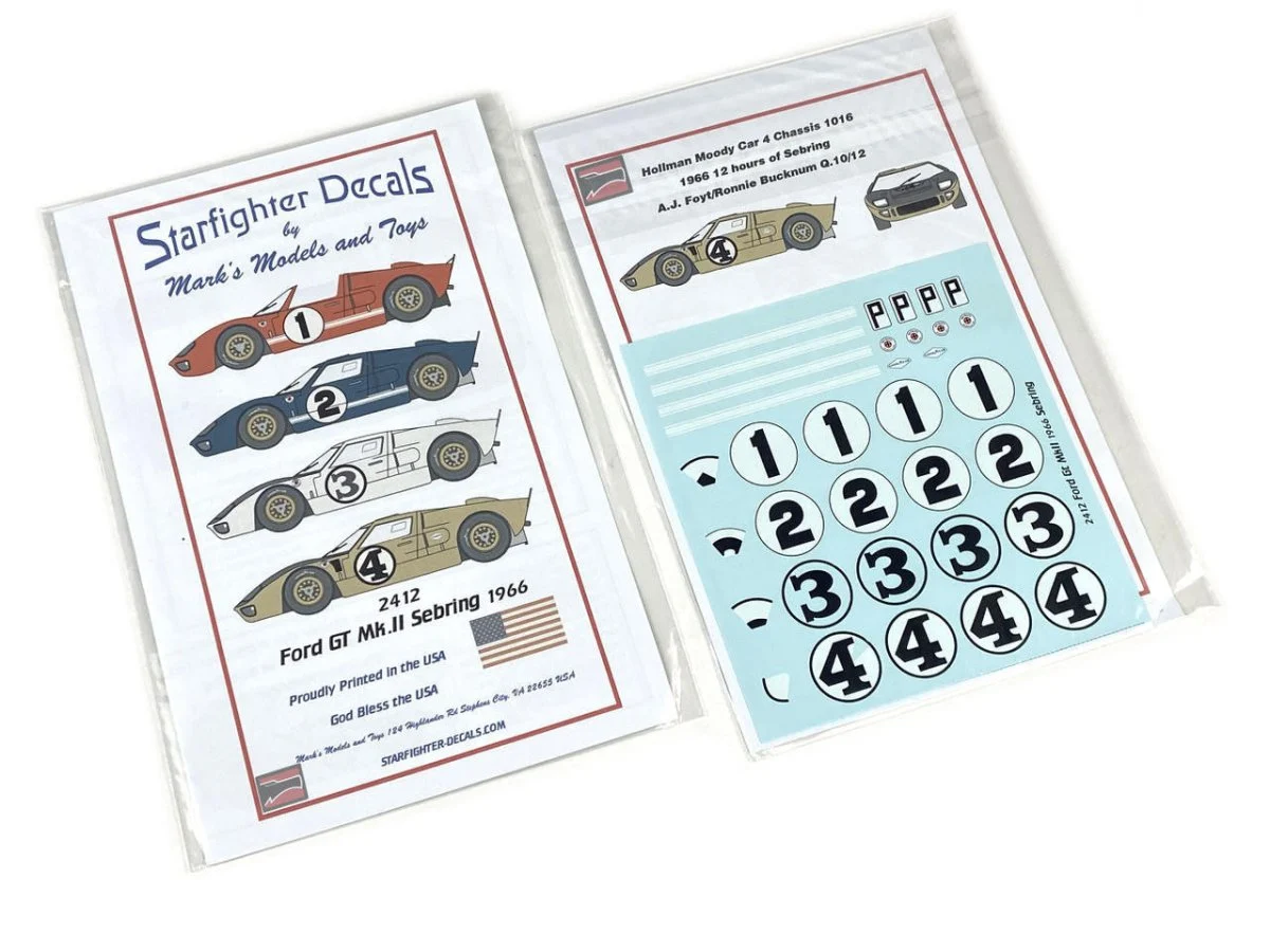 Starfighter Decals 1/24 Starfighter Decals - Ford GT MK II Sebring 1966