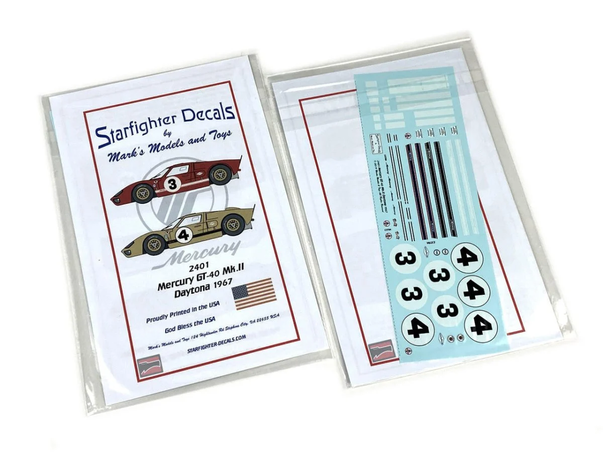 Starfighter Decals 1/24 Starfighter Decals - Mercury GT-40 Mk.II Daytona 1967