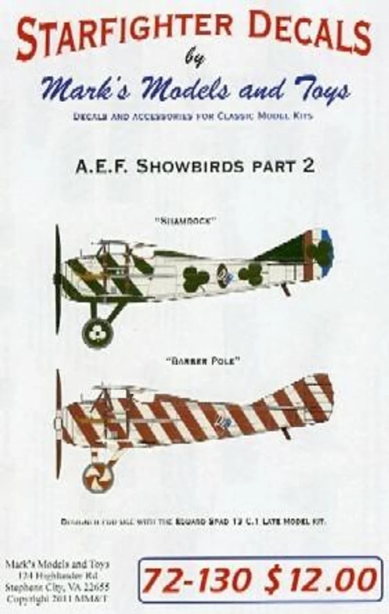 Starfighter Decals 1/72 Starfighter Decals - AEF Showbirds Shamrock and Barber Pole