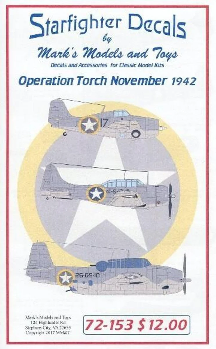 Starfighter Decals 1/72 Starfighter Decals - Operation Torch Carrier Aircraft Nov 1942