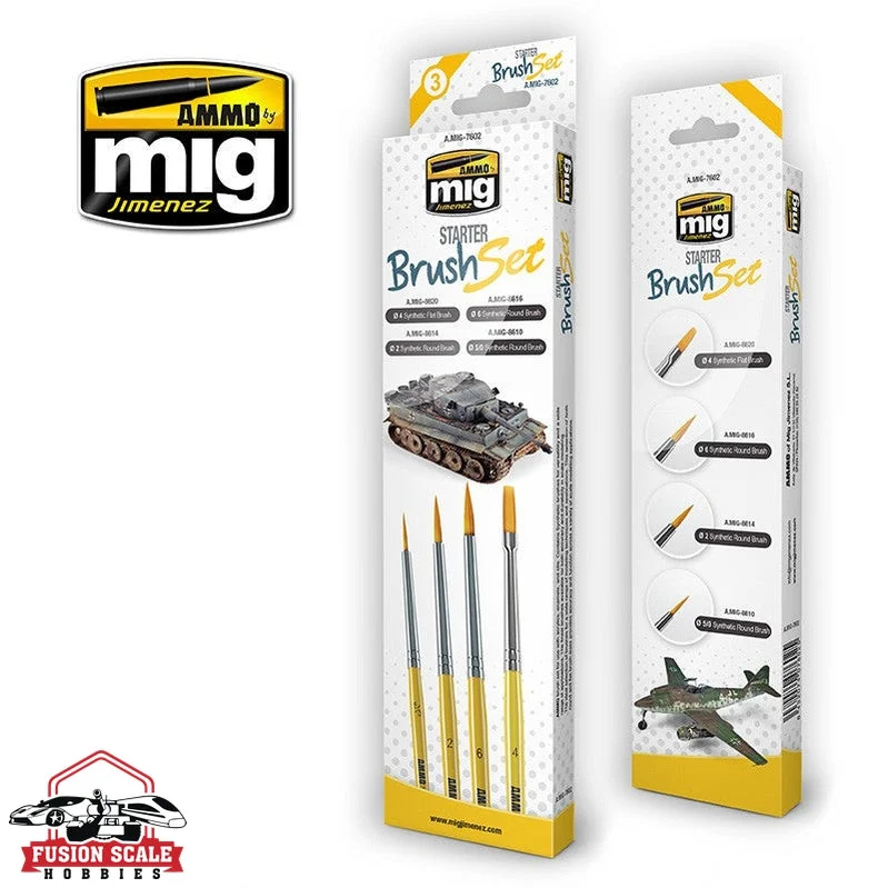 Ammo Mig Jimenez Starter Paint Brush Set of 4 Brushes AMIG7602