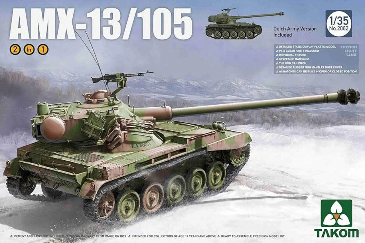 Takom 1/35 Takom French Light Tank AMX-13/105 2 in 1