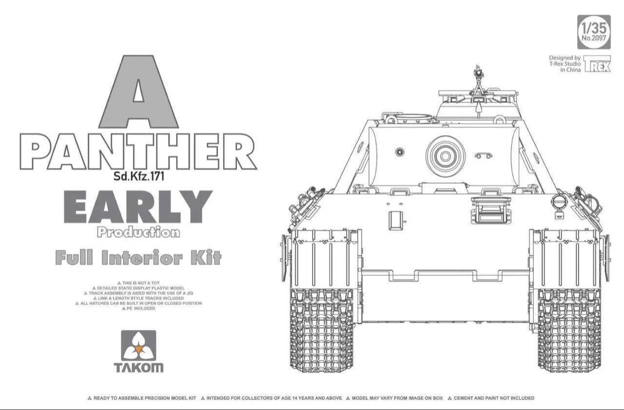 Takom 1/35 Takom WWII German medium Tank Sd.Kfz.171 Panther A early production w/ full interior kit