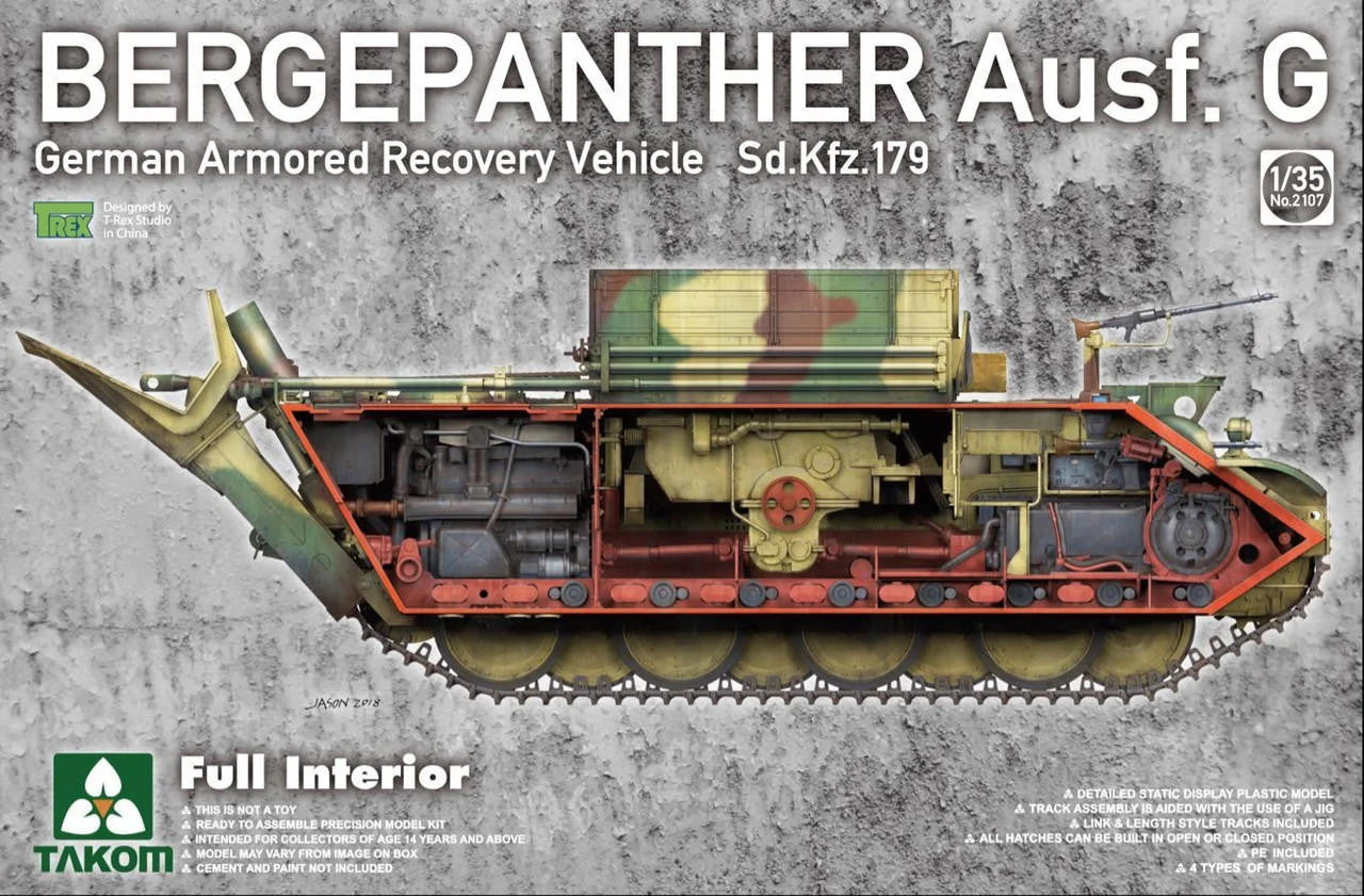 Takom 1/35 Takom Bergepanther Ausf.G German Armored Recovery Vehicle Sd.Kfz.179 w/ full interior kit