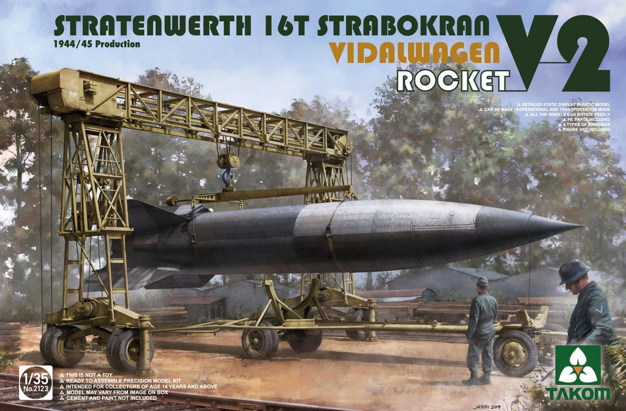 Takom 1/35 Takom Stratenwerth 16t Strabokran Heavy Crane 1944-45 Production & V2 Vidalwagon Rocket