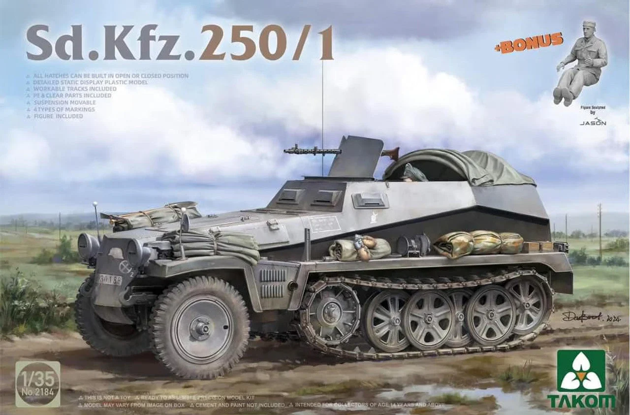 Takom 1/35 Takom Sd.Kfz.250/1 Half Track w/Figure